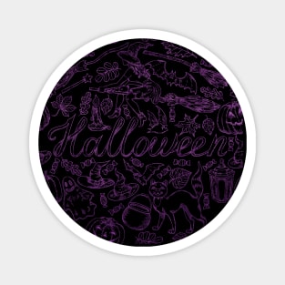 Purple Halloween Witch Pattern Magnet